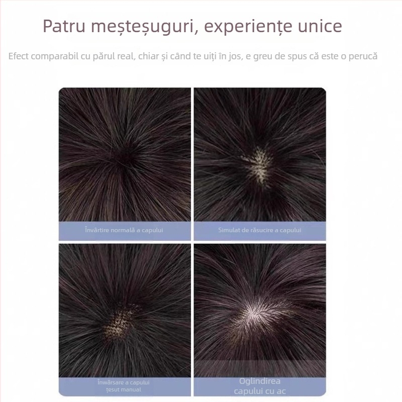 Perucă pentru păr scurt drept, model 8036, cu mecanism, păr din fir rezistent la temperaturi înalte, poate fi vopsită și permenata