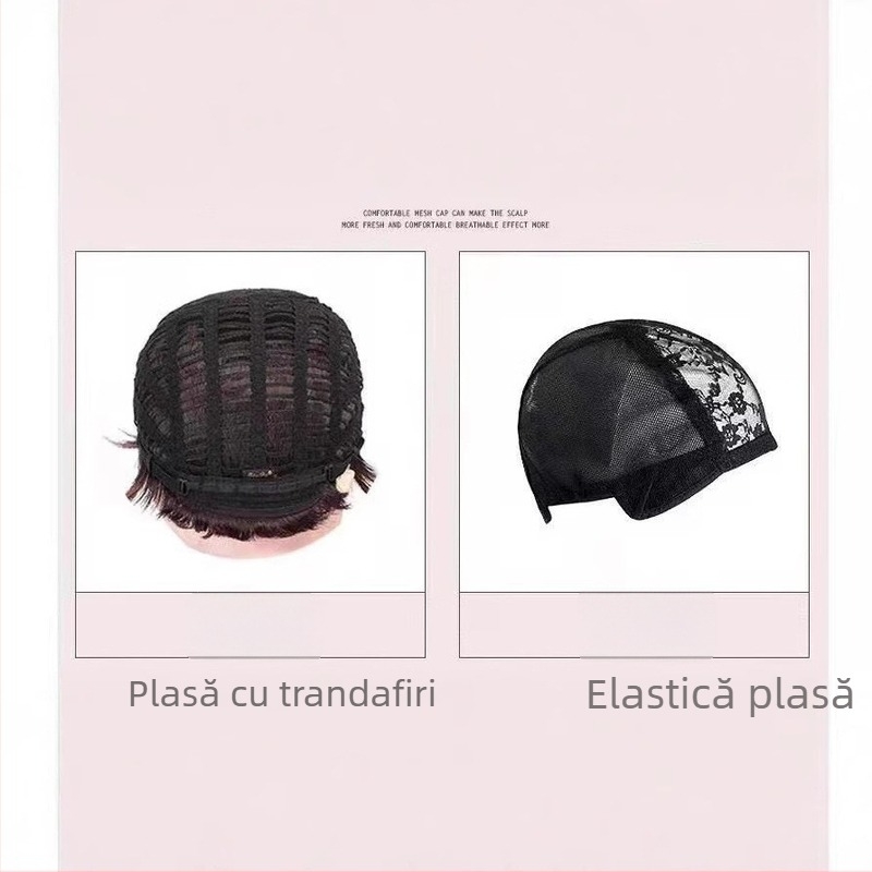 Perucă pentru păr scurt drept, model 8036, cu mecanism, păr din fir rezistent la temperaturi înalte, poate fi vopsită și permenata