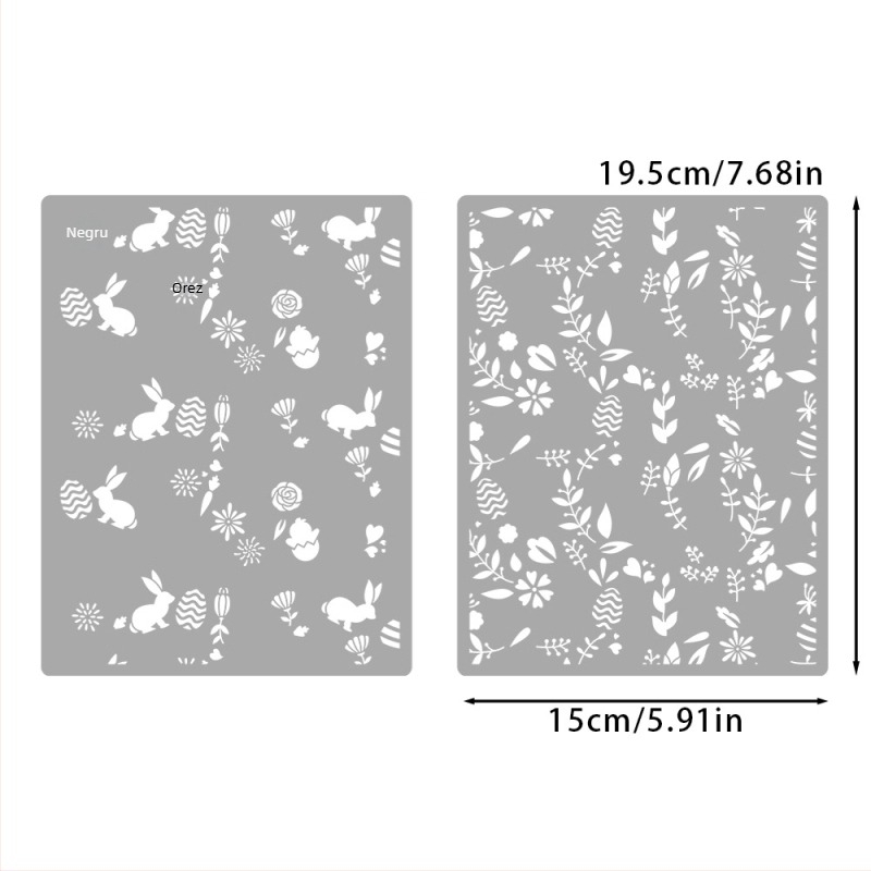 Șablon PET pentru decorarea jurnalului cu motiv iepuraș și floare – placă de gravură cu relief gol, model YX-PKC346-M