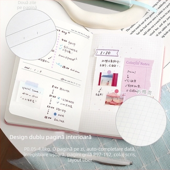 NOTE FOR caiet din piele PU, stil simplu și artistic, legare perfectă, jurnal cu două zile pe pagină