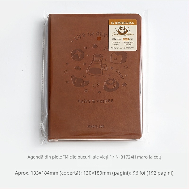 NOTE FOR caiet din piele PU, stil simplu și artistic, legare perfectă, jurnal cu două zile pe pagină