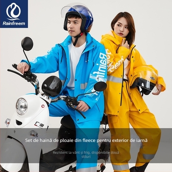 Set impermeabil pentru rideri: palton de ploaie split și pantaloni, țesătură tricotată groasă, strat impermeabil PVC, adult unisex
