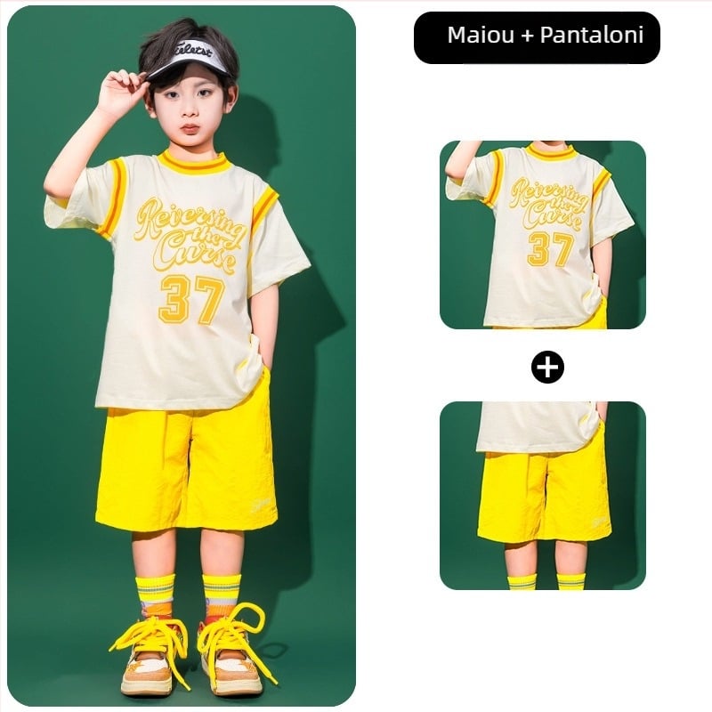 Costum de dans hip-hop pentru copii, pentru fetițe, bumbac 80%, destinat copiilor peste 8 ani și peste 140 cm înălțime, vara 2025