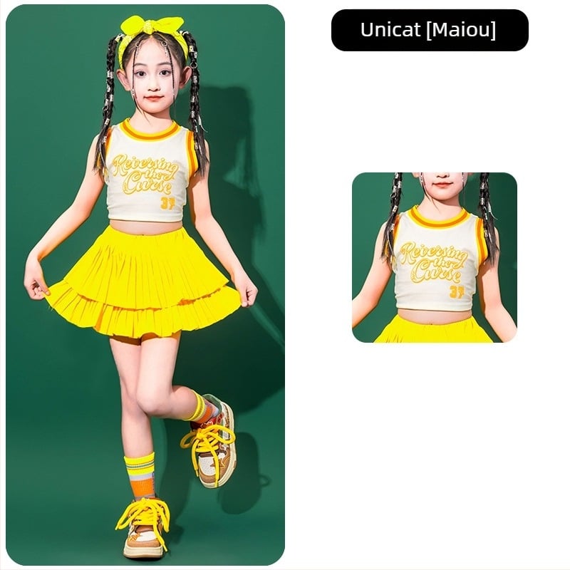 Costum de dans hip-hop pentru copii, pentru fetițe, bumbac 80%, destinat copiilor peste 8 ani și peste 140 cm înălțime, vara 2025