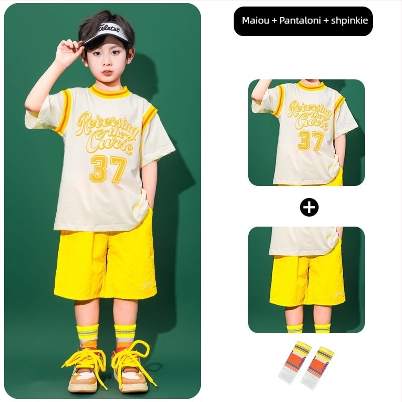 Costum de dans hip-hop pentru copii, pentru fetițe, bumbac 80%, destinat copiilor peste 8 ani și peste 140 cm înălțime, vara 2025