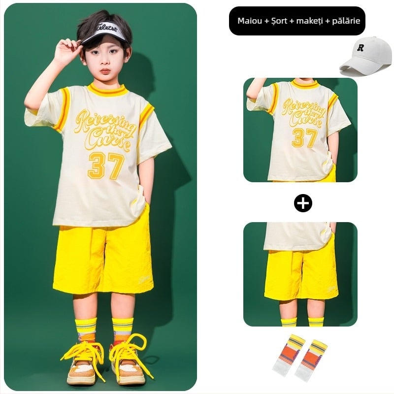 Costum de dans hip-hop pentru copii, pentru fetițe, bumbac 80%, destinat copiilor peste 8 ani și peste 140 cm înălțime, vara 2025