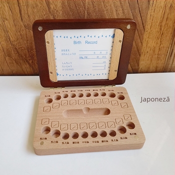 Ramă foto din lemn pentru copii cu cutie de depozitare a dinților de lapte, ambalaj color, potrivit pentru copii sub 14 ani