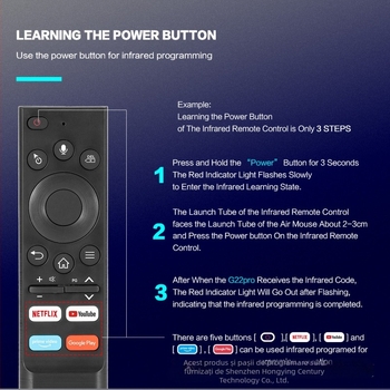 G22 PRO mouse aer Bluetooth cu control vocal, giroscopiu de 6 axe, telecomandă wireless 2,4 GHz, rază 8–10 m, compatibil cu set-top box Android și smart TV