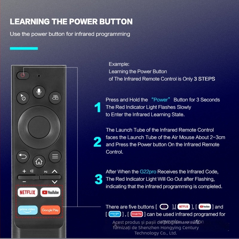 G22 PRO mouse aer Bluetooth cu control vocal, giroscopiu de 6 axe, telecomandă wireless 2,4 GHz, rază 8–10 m, compatibil cu set-top box Android și smart TV