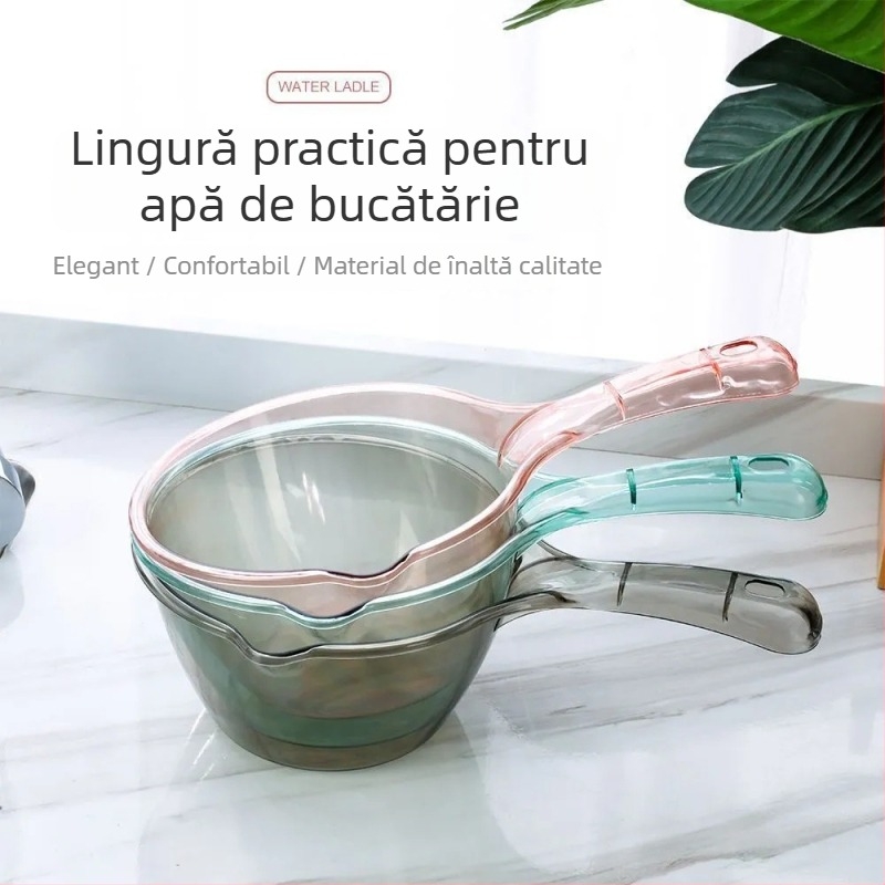 Lingură de bucătărie din plastic cu mâner lung pentru apă, stil simplu, utilizare universală, calitate de primă clasă (Primăvara 2013)