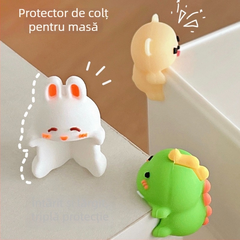 Protecție colț masă pentru bebeluși - unghi drept, margine moale, design desen animat