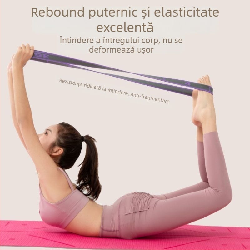 Fenzhi Bandă elastică pentru întinderea spatelui și a umerilor – bandă segmentată de yoga/pilates, cu rezistență