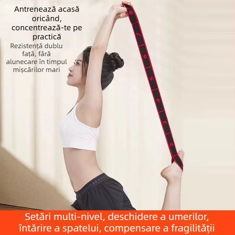 Fenzhi Bandă elastică pentru întinderea spatelui și a umerilor – bandă segmentată de yoga/pilates, cu rezistență