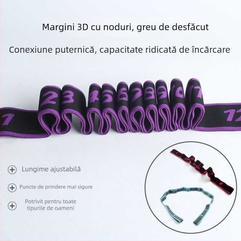 Fenzhi Bandă elastică pentru întinderea spatelui și a umerilor – bandă segmentată de yoga/pilates, cu rezistență
