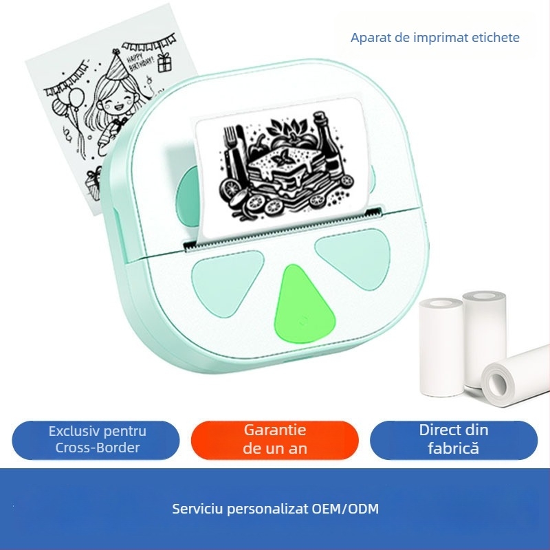 Printer portabil termic pentru etichete D20 cu Bluetooth, pentru telefoane, fără cerneală, imprimare 48 mm, hârtie 57 mm