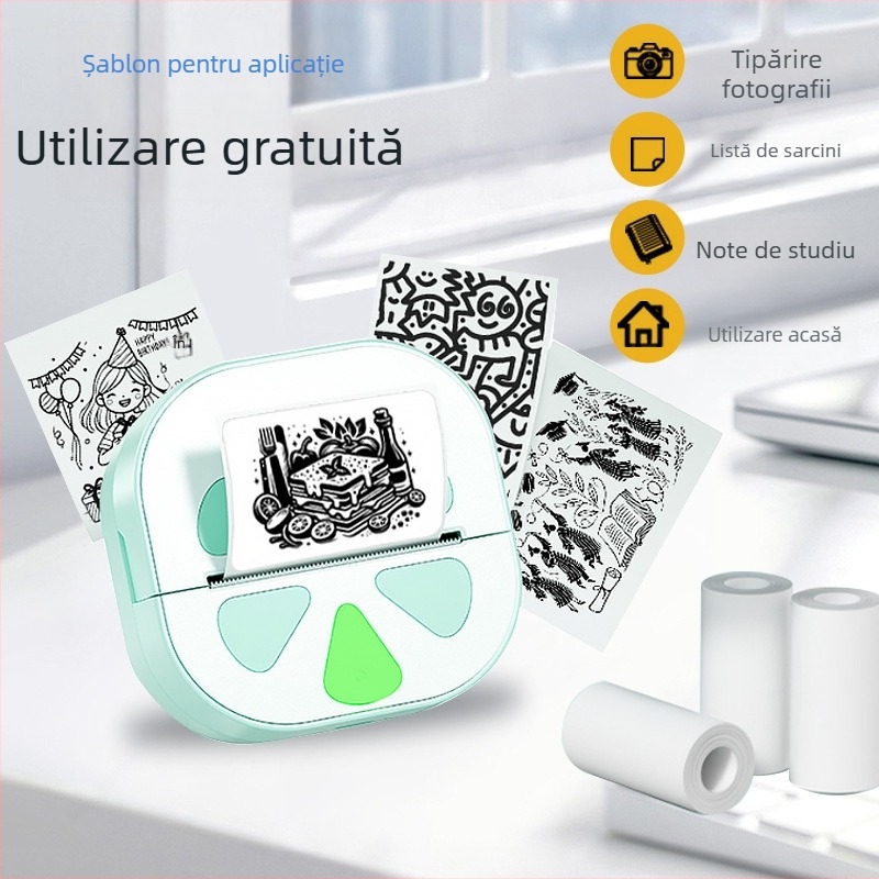 Printer portabil termic pentru etichete D20 cu Bluetooth, pentru telefoane, fără cerneală, imprimare 48 mm, hârtie 57 mm