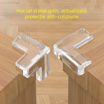 Protector pentru colțul mesei, unghi drept, silicon moale transparent, protecție anti-coliziune
