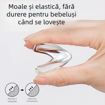 Protector pentru colțul mesei, unghi drept, silicon moale transparent, protecție anti-coliziune