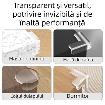 Protector pentru colțul mesei, unghi drept, silicon moale transparent, protecție anti-coliziune
