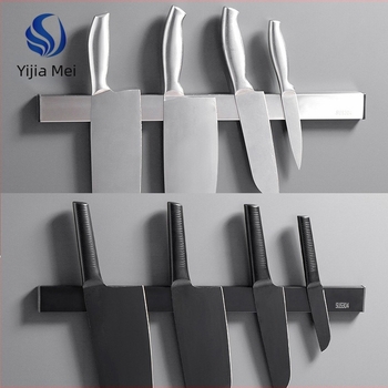 Suport magnetic pentru cuțite pe perete din oțel inoxidabil 304, fără găuri, un singur nivel, design modern minimalist, încărcare 7,5 kg