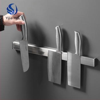 Suport magnetic pentru cuțite pe perete din oțel inoxidabil 304, fără găuri, un singur nivel, design modern minimalist, încărcare 7,5 kg