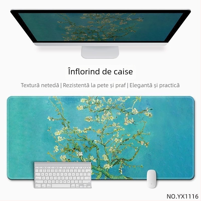 Covoraș de birou pentru mouse, din cauciuc natural, anti-derapant, imprimare prin transfer termic, în stil național