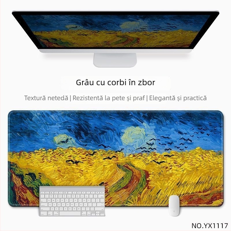 Covoraș de birou pentru mouse, din cauciuc natural, anti-derapant, imprimare prin transfer termic, în stil național