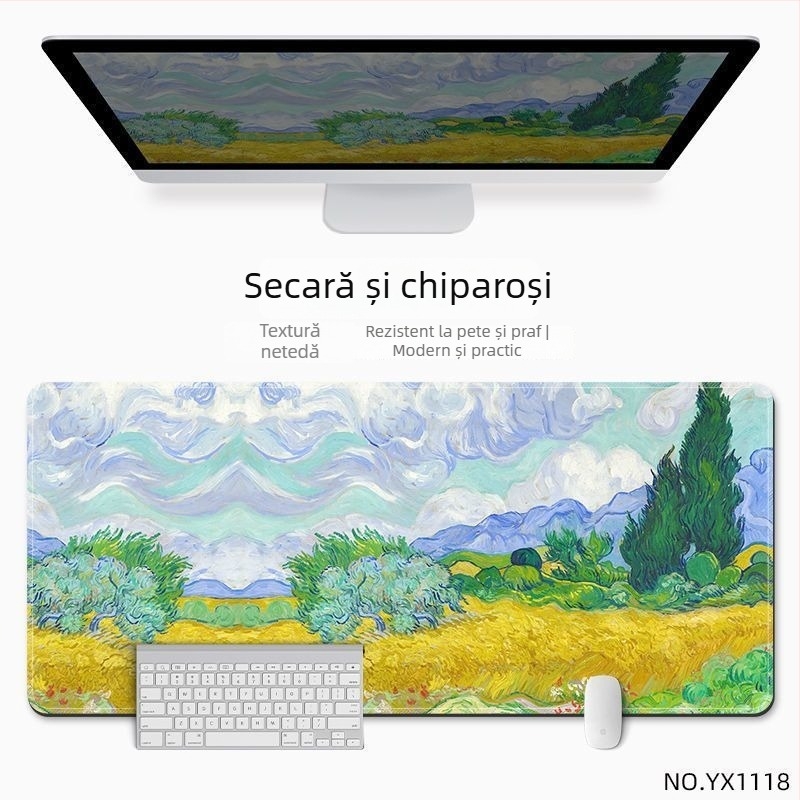 Covoraș de birou pentru mouse, din cauciuc natural, anti-derapant, imprimare prin transfer termic, în stil național