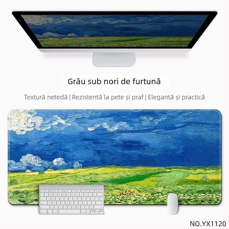 Covoraș de birou pentru mouse, din cauciuc natural, anti-derapant, imprimare prin transfer termic, în stil național