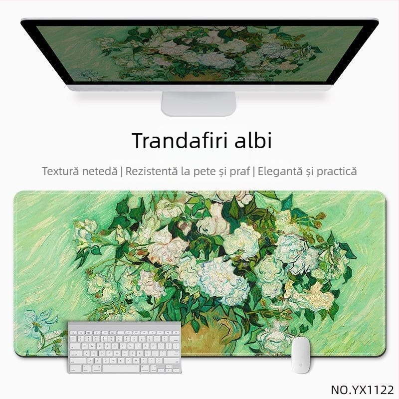 Covoraș de birou pentru mouse, din cauciuc natural, anti-derapant, imprimare prin transfer termic, în stil național