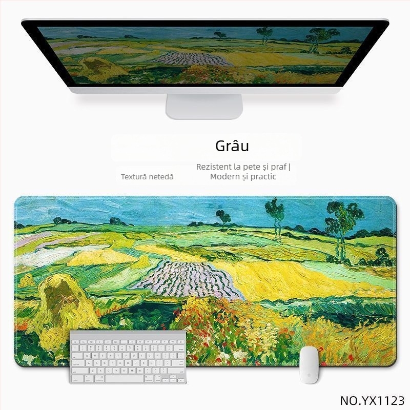 Covoraș de birou pentru mouse, din cauciuc natural, anti-derapant, imprimare prin transfer termic, în stil național