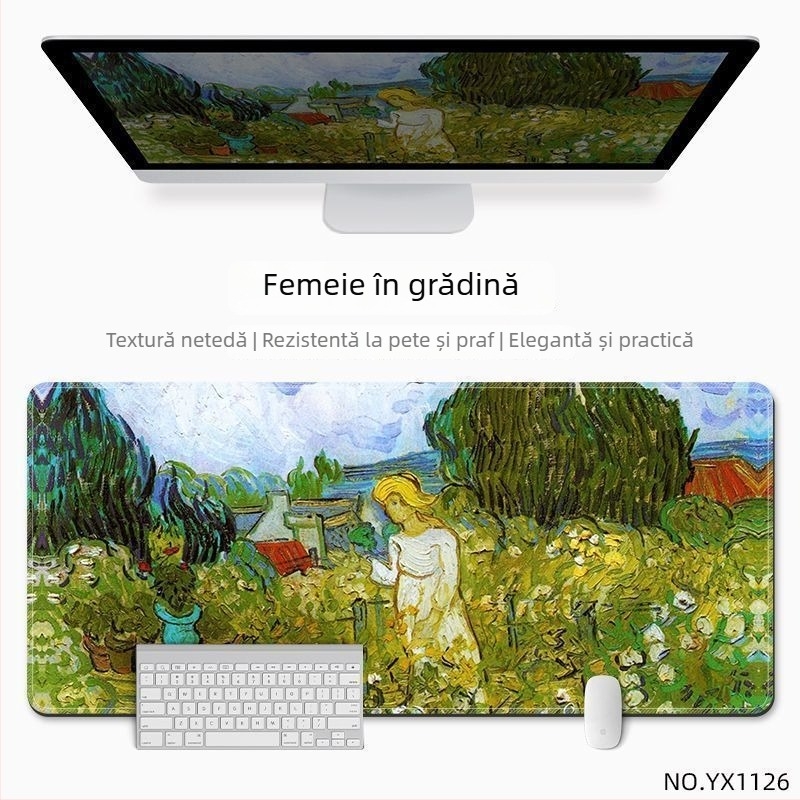 Covoraș de birou pentru mouse, din cauciuc natural, anti-derapant, imprimare prin transfer termic, în stil național