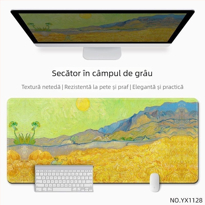 Covoraș de birou pentru mouse, din cauciuc natural, anti-derapant, imprimare prin transfer termic, în stil național