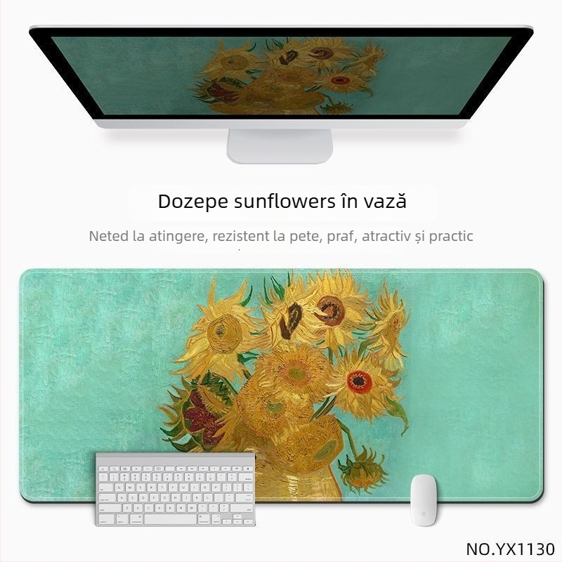 Covoraș de birou pentru mouse, din cauciuc natural, anti-derapant, imprimare prin transfer termic, în stil național