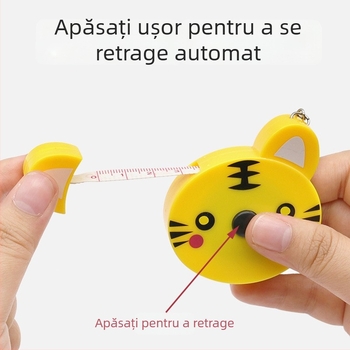 Ruletă de tâmplărie cu breloc, design animal de desene animate, scară dublă, retractabil automat