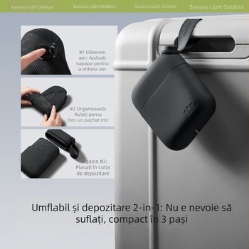 Pernă de călătorie în formă de U, cu susținere completă a gâtului, umflare rapidă, portabilă