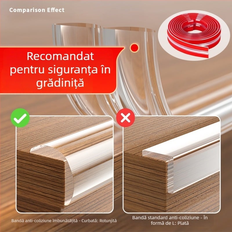 Protecție transparentă a colțului din silicon pentru pereți și mobilier – sigur pentru copii, autoadeziv, colț moale, anti-coliziune