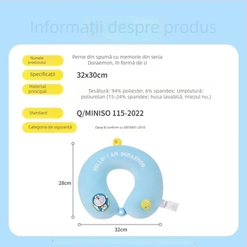 Pernă de gât în formă de U pentru călătorii, cu spumă cu memorie și husă din catifea