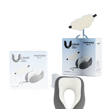Pernă cervicală în formă de U pentru călătorii, cu spumă cu memorie și husă din ice silk – design minimalist pentru adulți