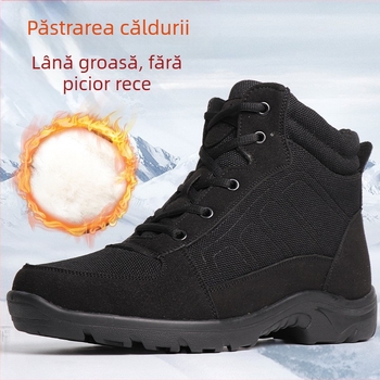 Ghete de iarnă pentru exterior, cu partea superioară din pânză, căptușeală din lână, talpă rezistentă la uzură, gleznă joasă, calde