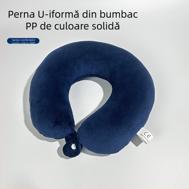 Pernă cervicală în formă de U pentru călătorii, umplutură PP bumbac, țesătură crystal velvet, stil modern minimalist, pentru adulți