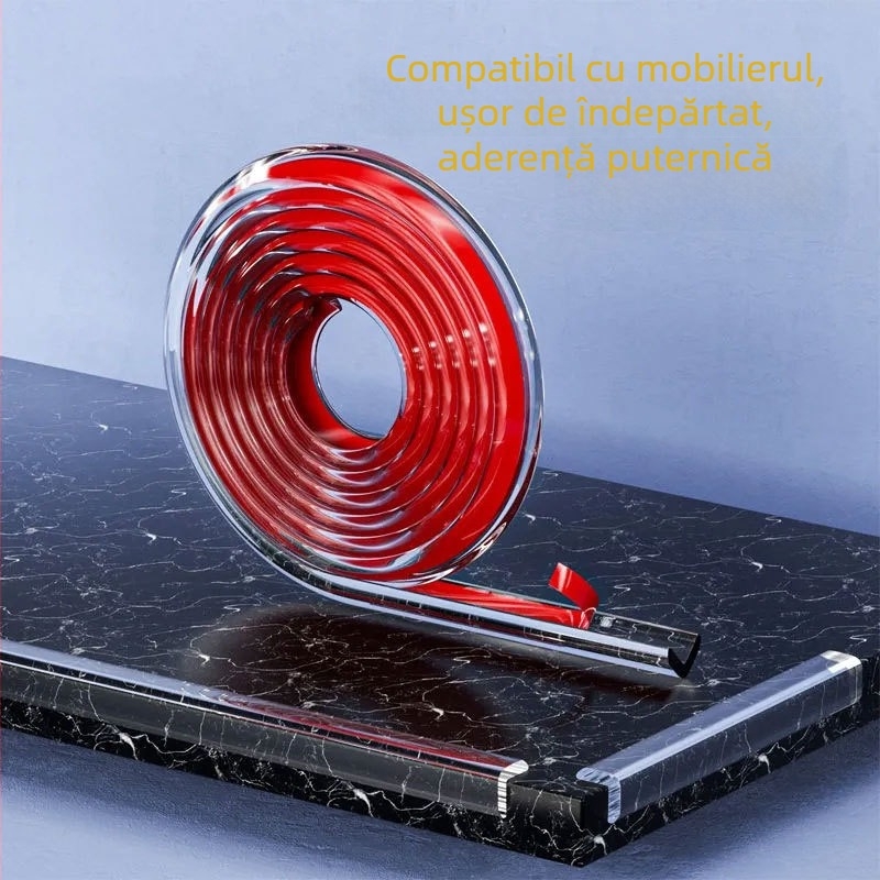 Protector pentru marginea mesei pentru copii, în formă de L, transparent, PVC moale, anti-coliziune, 233 bucăți per pachet