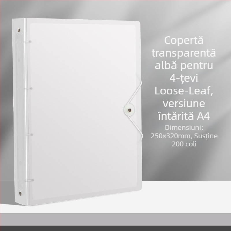 Mapă A4 cu găuri 4, pagini interioare PP, 60 coli, personalizare disponibilă