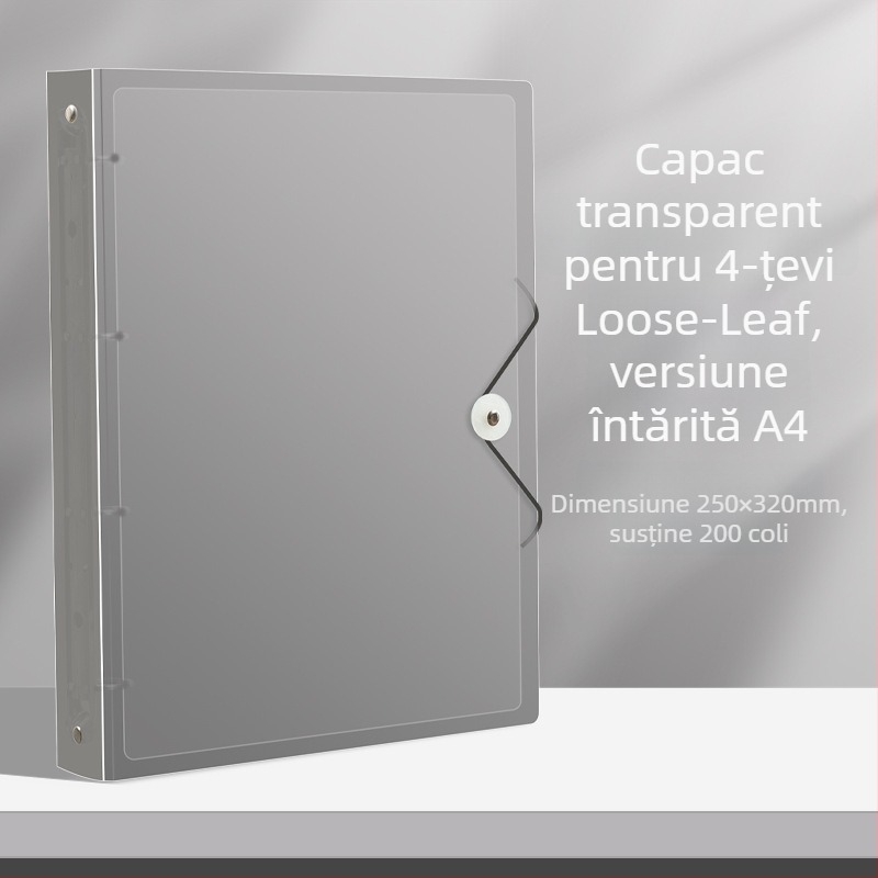 Mapă A4 cu găuri 4, pagini interioare PP, 60 coli, personalizare disponibilă