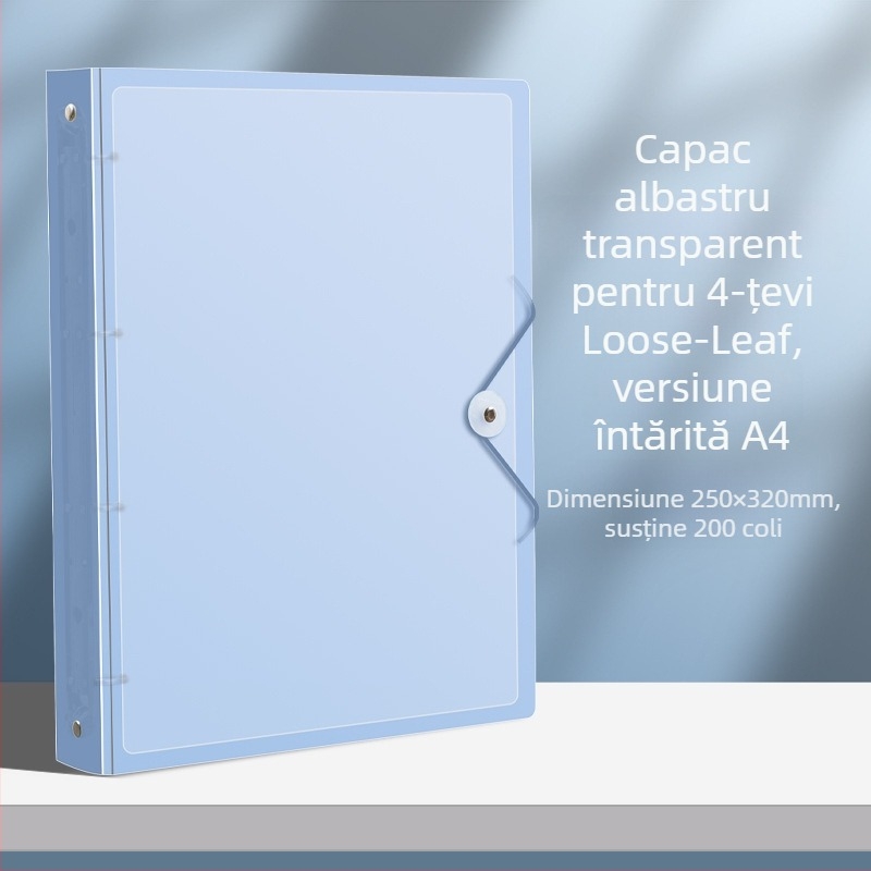 Mapă A4 cu găuri 4, pagini interioare PP, 60 coli, personalizare disponibilă