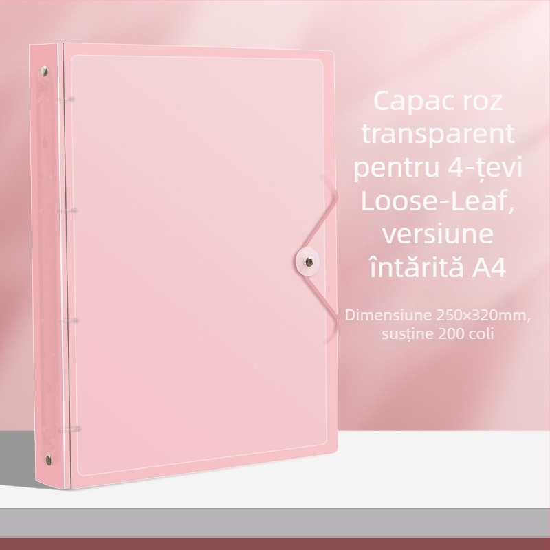 Mapă A4 cu găuri 4, pagini interioare PP, 60 coli, personalizare disponibilă