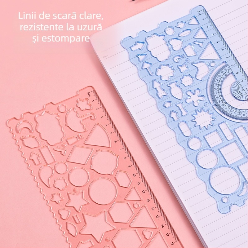 Deli VC118 Set rigle PET cu șablon de desen și ghid geometric, 150 g
