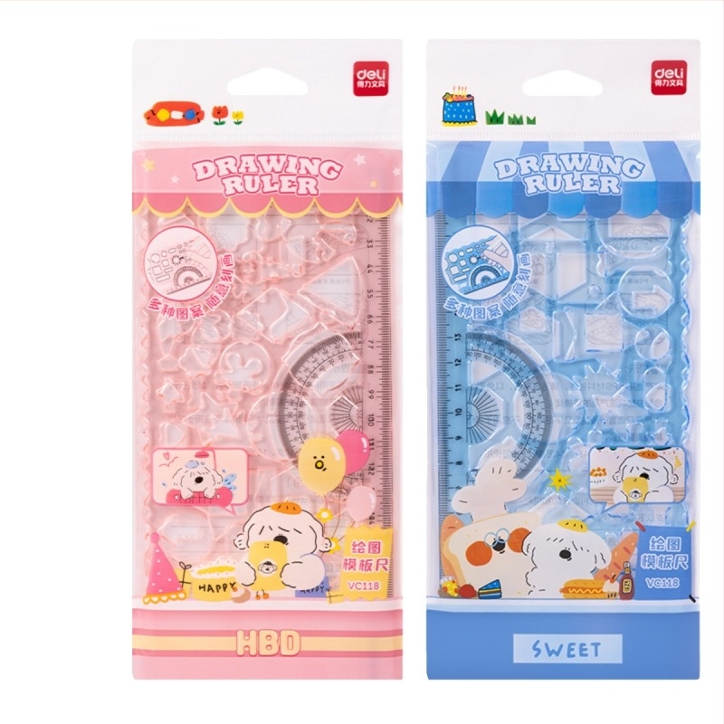 Deli VC118 Set rigle PET cu șablon de desen și ghid geometric, 150 g