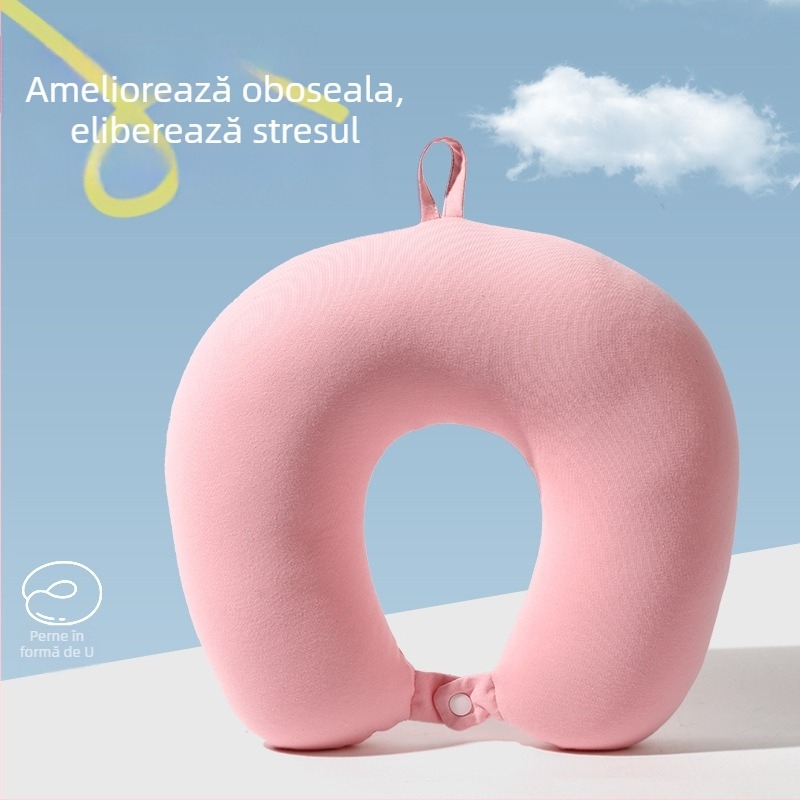 Pernă de gât în formă U, umplură din particule de spumă, țesătură din bumbac 100%, stil modern minimalist, potrivit adulților