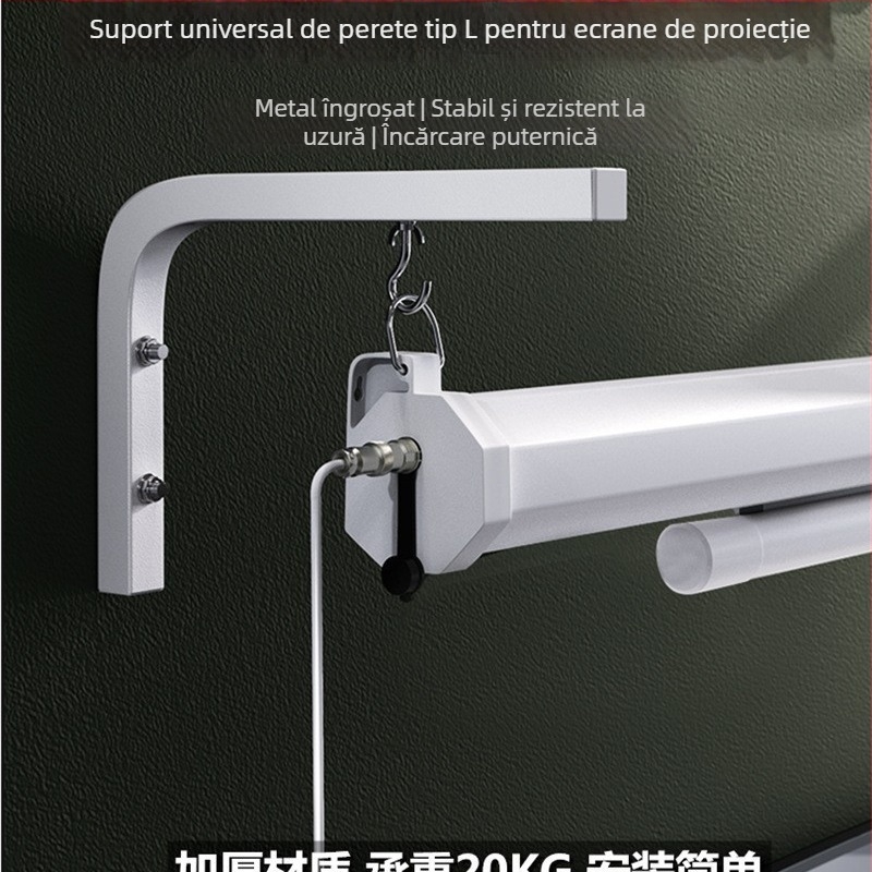 Suport de perete în formă de L pentru ecranul de proiecție, braț din nailon, capacitate de încărcare